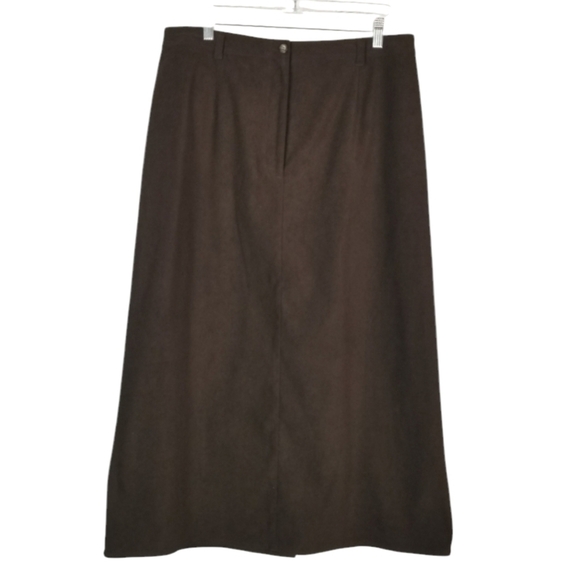 Talbots Womens Faux Suede Vtg Maxi Skirt Size 16 Brown Modest Western Cowgirl - Picture 1 of 13